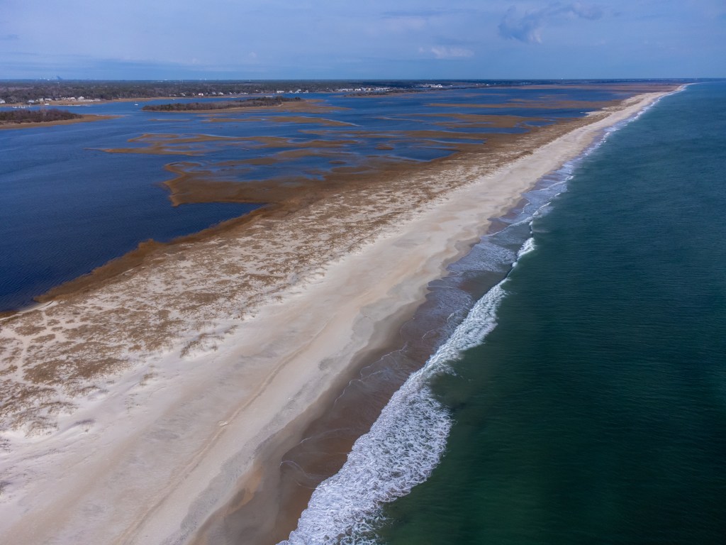 Masonboro Island aerial overlooking Dicks Bay